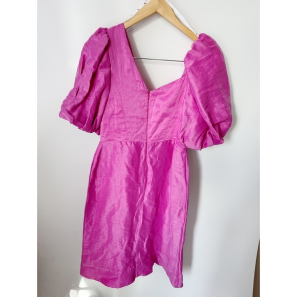 Aje Coda Eyelet Asymmetrical Pink Midi Dress 6 ( AU 10 ) - Picture 8 of 12